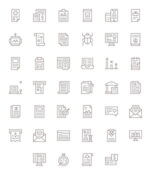 Report Design Icons featuring 40 Editable Thin Line Style vector