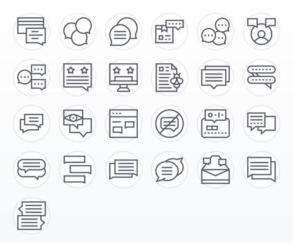 Comments Premium Bundle with 25 256x256 Editable Regular Line Icons vector