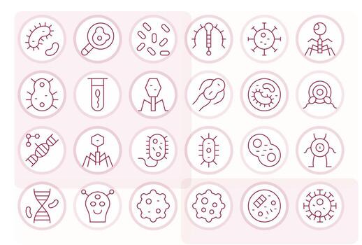 Organism Icon Library with 24 Thin Line 256x256 Pixel Optimized Designs vector
