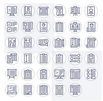 List Icon Toolkit featuring 35 PIXEL Perfect 256x256 Regular Line elements vector