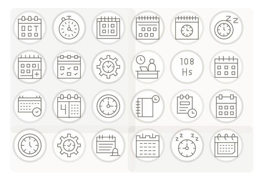 24 Thin Line Pixel Optimized Retina Ready Icons from Time Management Suite vector
