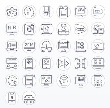32 64x64 Thin Line Icons for Information Technology with Editable precision vector