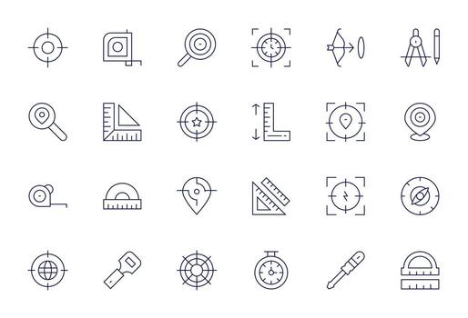 preciso exhaustivo haz con 24 píxel alineado Delgado línea alto resolución íconos vector