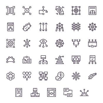 35 Retina Ready Regular Line Icons optimized for Data Flow Display Perfect display vector