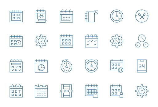 Thin Line Pixel Optimized Icons from Time Management Set with 24 Retina Ready Icons vector