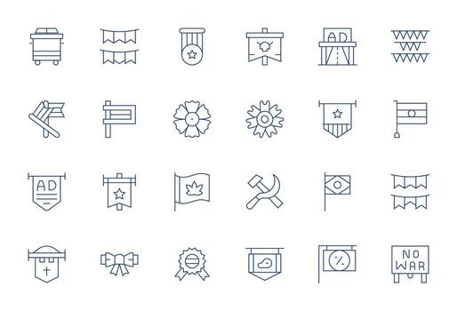 Thin Line Editable Icons from Banner Set with 24 High Resolution Icons vector