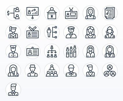 25 Regular Line Editable Icons tailored for Staff 256x256 interface vector