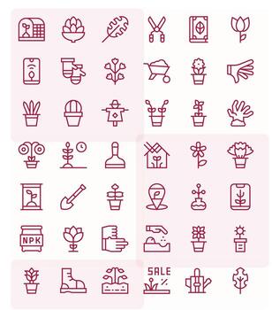 Gardening Comprehensive Bundle with 42 Display Perfect Regular Line High Resolution Icons vector