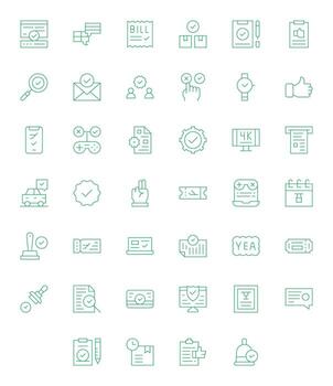 Confirmation Complete Package with 40 High Resolution Thin Line PIXEL Perfect Icons vector