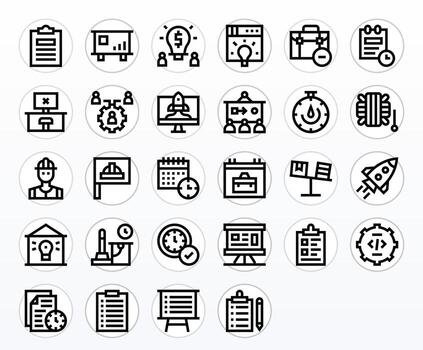 Project Comprehensive Bundle with 28 Editable Bold Line 256x256 Icons vector