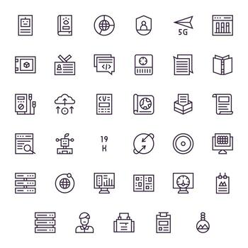 35 datos editable íconos en 256x256 regular línea estético vector