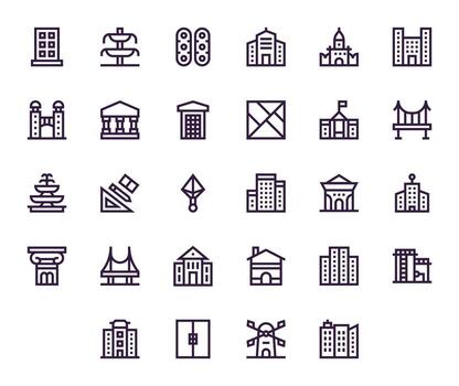 28 Bold Line Icons designed for Architecture in 128x128 Editable format vector