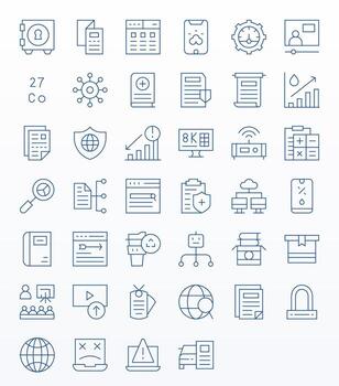Data Design Icons featuring 40 Editable Thin Line Style vector