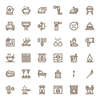 Heat Modern Collection with 36 Bold Line High Resolution Pixel Optimized Icons vector