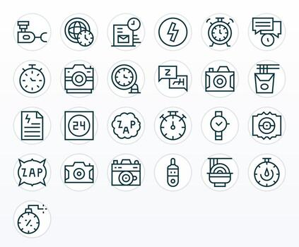 25 Regular Line Pixel Aligned Icons for Instant Graphics vector