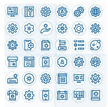 Customization Icon Set with 36 Bold Line High Resolution Pixel Aligned Graphics vector