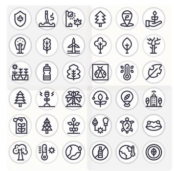 36 High Resolution Bold Line Icons for Environment with Editable precision vector