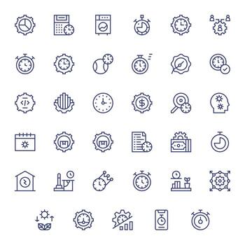 Efficiency Modern Collection with 35 Regular Line 128x128 Display Perfect Icons vector
