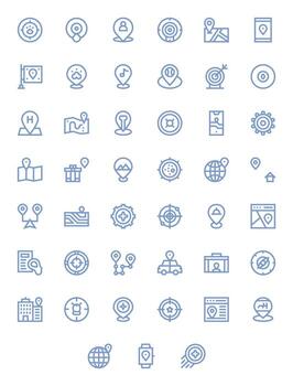45 alto resolución píxel alineado íconos para determinar con precisión en negrita línea tema vector