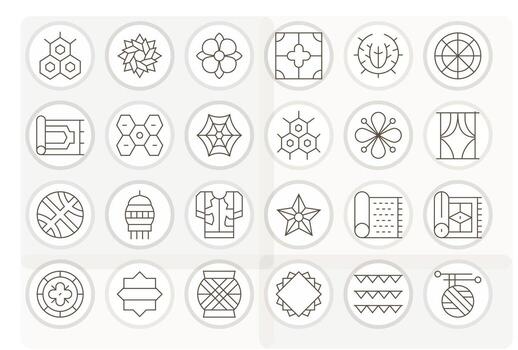Patterned Comprehensive Bundle with 24 Editable Thin Line 256x256 Icons vector