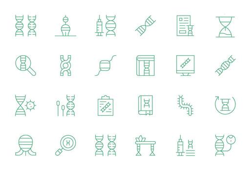 24 Thin Line PIXEL Perfect Icons for Genetic Graphics vector