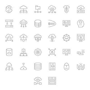 nube informática último paquete con 32 256x256 Delgado línea píxel Perfecto íconos vector