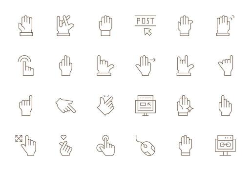 Click Comprehensive Bundle with 24 Editable Thin Line 128x128 Icons vector