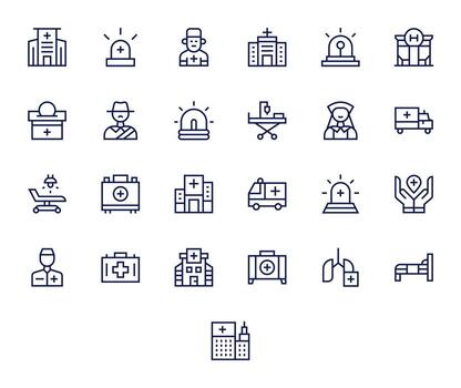 Ambulance Ultimate Package with 25 256x256 Regular Line Editable Icons vector