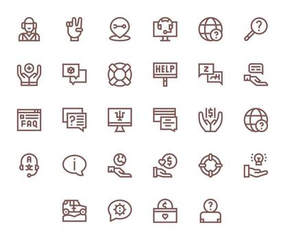 28 alto resolución negrita línea íconos optimizado para ayuda píxel Perfecto monitor vector