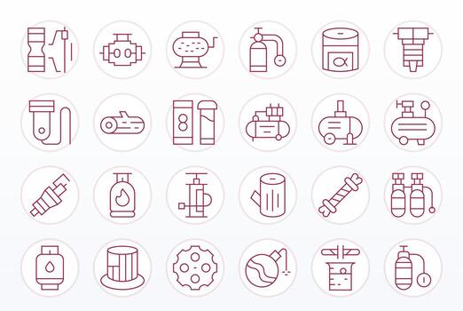 24 Icons for Cylinder optimized in Pixel Aligned 256x256 Thin Line resolution vector