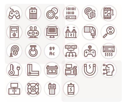 28 Bold Line Grid Fitted Icons for Electronics Graphics vector