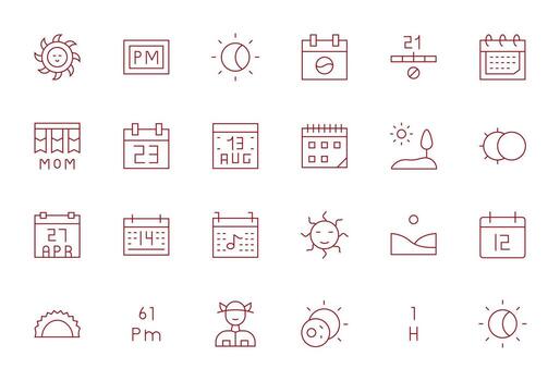 Day Icon Set with 24 Thin Line High Resolution PIXEL Perfect Graphics vector
