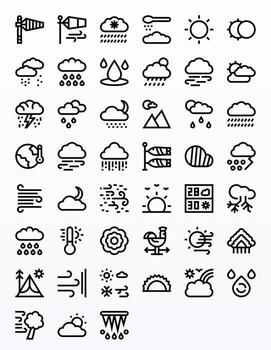 45 íconos inspirado por pronóstico en cuadrícula equipado alto resolución negrita línea calidad vector