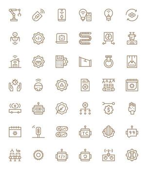 Automation Icon Toolkit featuring 42 Pixel Optimized 256x256 Regular Line elements vector