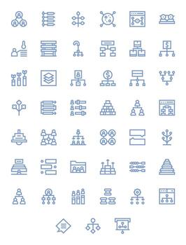 Hierarchy Complete Package with 45 128x128 Bold Line Pixel Aligned Icons vector