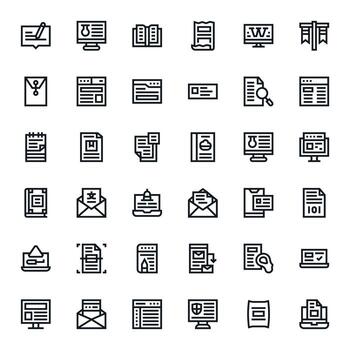 Digital Document Essential Set including 36 Display Perfect Bold Line 128x128 Icons vector