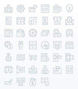 transacción gráficos paquete incluso 40 Delgado línea 256x256 píxel optimizado íconos vector