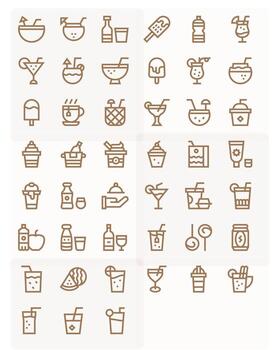 45 Icons for Refreshment optimized in Pixel Optimized High Resolution Bold Line resolution vector