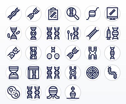 Chromosome Digital Pack containing 28 Pixel Optimized Bold Line High Resolution Icons vector