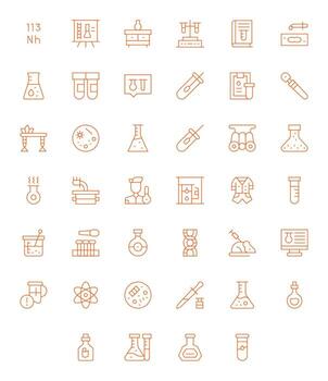 Experiment Icon Repository containing 40 Thin Line Retina Ready Pixel Optimized graphics vector
