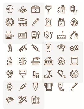 45 Icons inspired by Fluid in Display Perfect High Resolution Bold Line quality vector