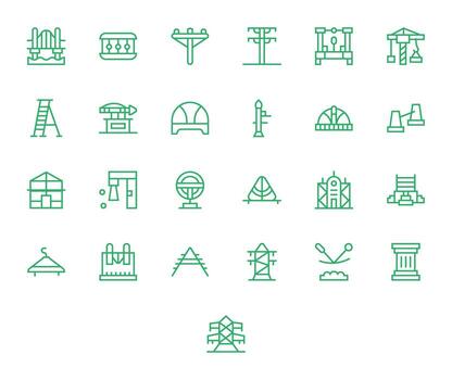 25 128x128 Pixel Optimized Icons for Support Structure in Regular Line Theme vector