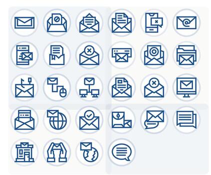 Outbox Icon Collection featuring 28 Display Perfect 256x256 Bold Line Designs vector