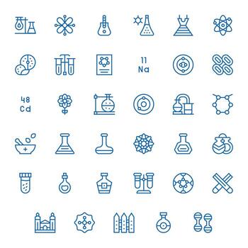 Compound Comprehensive Bundle with 35 Pixel Aligned Regular Line 256x256 Icons vector