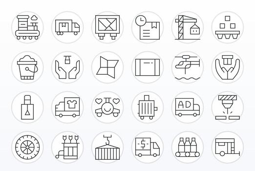 24 Thin Line Editable Vectors for Transporting Theme