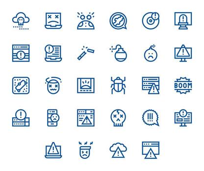 Crash Icon Set with 28 Bold Line 256x256 Pixel Optimized Graphics vector
