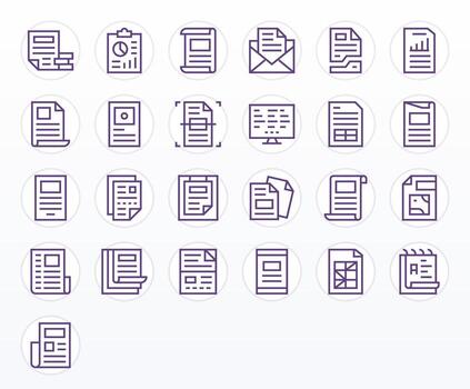 25 256x256 Regular Line Icons optimized for Excel Editable display vector