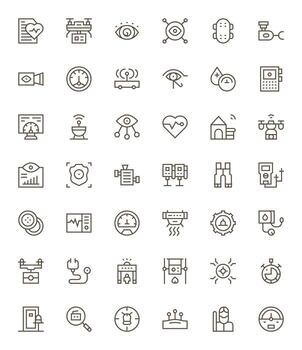 42 Icons for Monitoring featuring Retina Ready Pixel Aligned Regular Line Graphics vector
