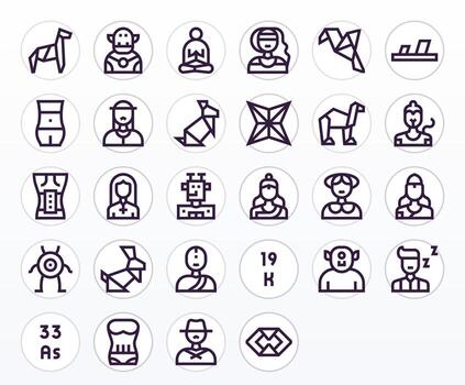 28 Icons for Figure optimized in Display Perfect 128x128 Bold Line resolution vector