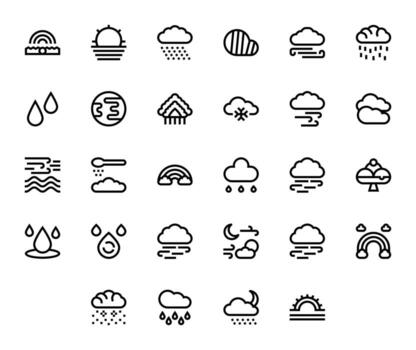 28 Bold Line Icons for Atmosphere in crisp 256x256 Grid Fitted resolution vector